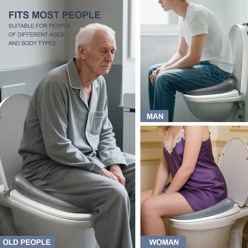 Nevife Raised Toilet Seat Cushion-Inflatable & High-Density Foam Toilet Seat Riser for Elderly,Seniors,Pregnant & Post-Surgery,Portable Commode Booster ，Easy to Clean. 220lb (14.9" x 13.46" x 2.95") - Image 5